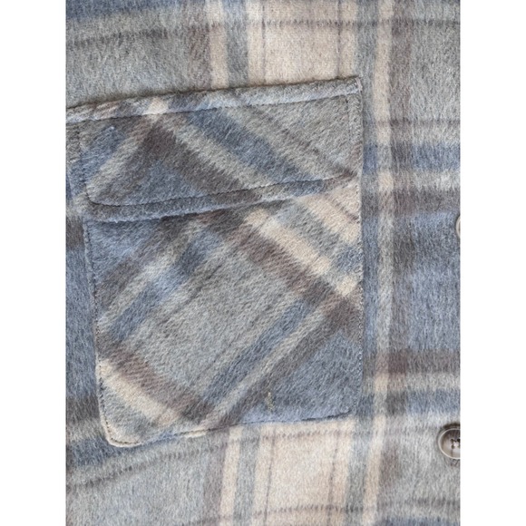 Thread & Supply Grey Tan Plaid Flannel Shacket XL Oversized Button Up Jacket - Picture 4 of 10